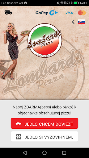 Android application Lombardi Pizza Bratislava screenshort