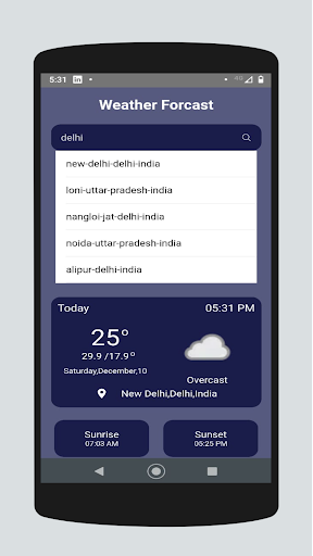 Android application Weather Forecast screenshort