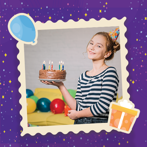 Birthday Photo Frame with Name logo