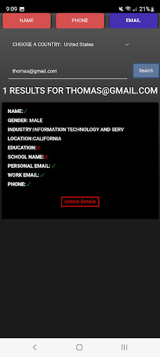 Android application Email Finder & People Lookup screenshort