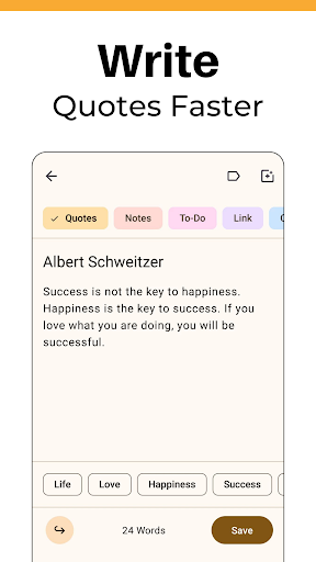 Save, Write, and Create Quotes Screen 3
