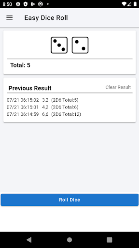 Android application Easy Dice Roll screenshort