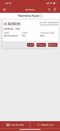 MissingX - Lost Property App Screen 3