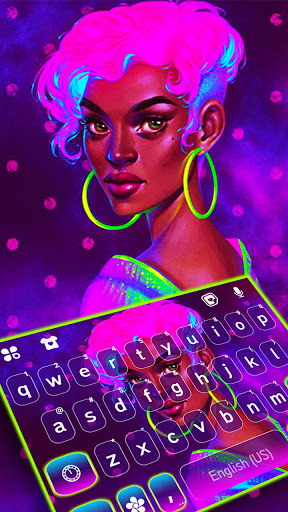 Android application Neon Fashion Girl Keyboard Bac screenshort