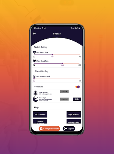 Android application Mylo Connect screenshort