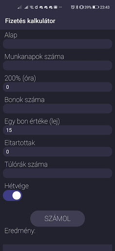 Android application Fizetés kalkulátor (ne használ screenshort
