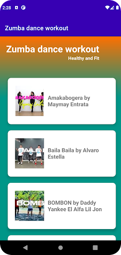 Android application Zumba dance workout screenshort