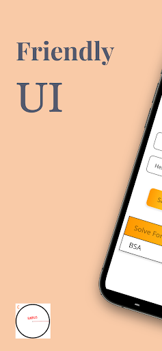 Android application Body Surface Area Calculator screenshort