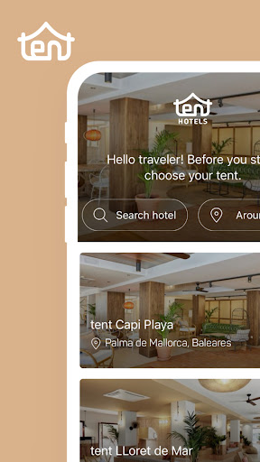 Android application tent Hotels screenshort