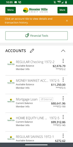 Android application HHCU Mobile Banking screenshort
