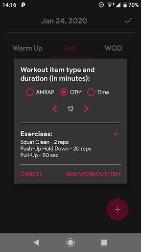 Crossfit Diary Screen 2