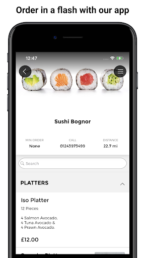 Android application Sushi Bognor screenshort