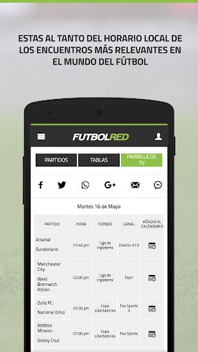Android application Futbolred screenshort