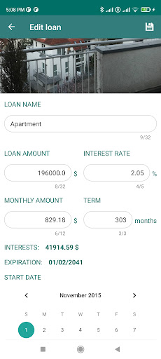 Loan calculator & more Screen 2