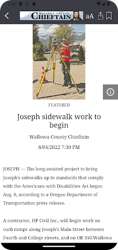 Wallowa County Chieftan: News Screen 3