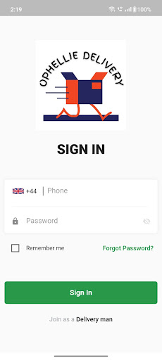 Android application Ophellie Driver screenshort