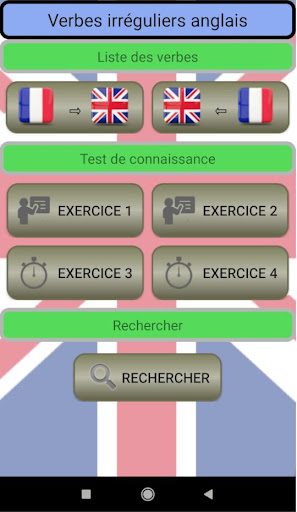 Android application verbes irréguliers anglais screenshort