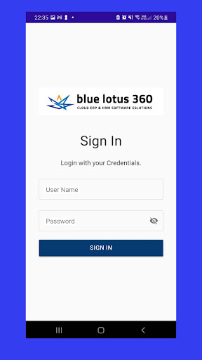 Android application Blue Lotus Sales Management screenshort