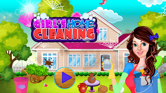 女孩家庭清潔：凌亂的房子打掃