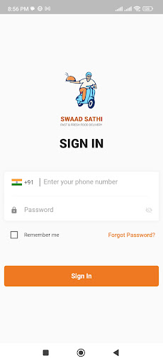 Android application SwaadSathi - Deliveryman screenshort