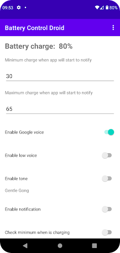 Android application Battery Control Droid screenshort