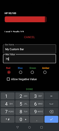 Tabletop RPG Hp/Health Bar Screen 3