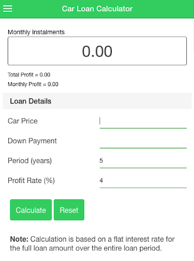 Android application Car Loan Calculator screenshort