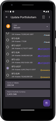 CryptoWidget Screen 2