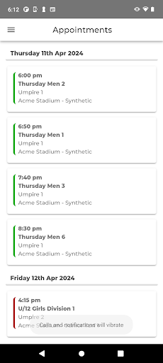 Android application MatchRef screenshort