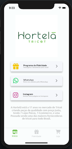 Android application Hortelã Tricot - Fidelidade screenshort