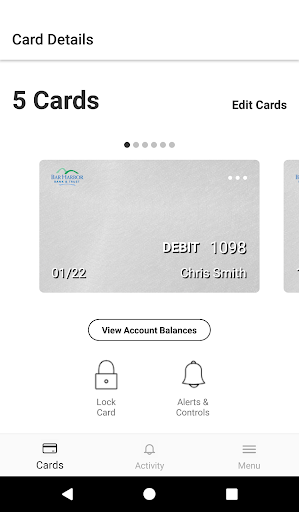Bar Harbor Card Controls Screen 2