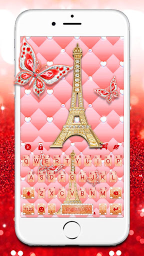 Android application Red Glitter Paris Keyboard The screenshort