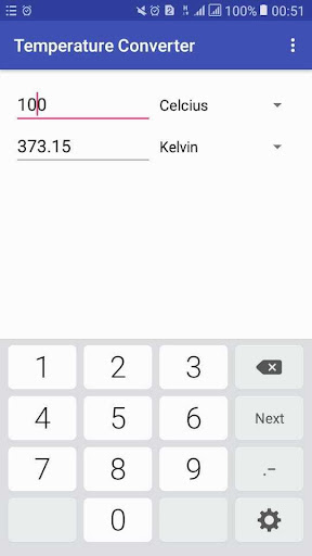 Temperature Converter :Celcius Screen 3
