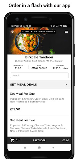 Android application Birkdale Tandoori screenshort
