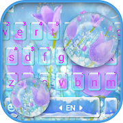 Icy Crystal Purple Flora Keyboard Theme