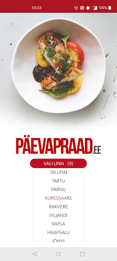 Android application Päevapraad.ee -Lõunapakkumised screenshort