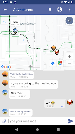 Android application Location Chat screenshort