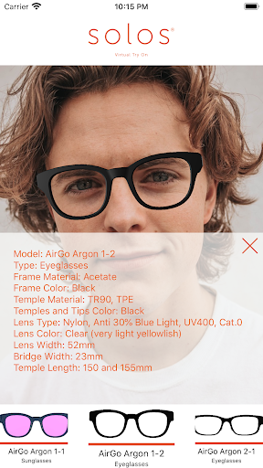 Solos VTO - TryOn Glasses Screen 2