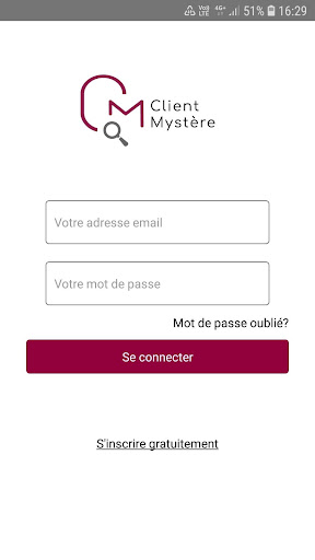 Android application Client Mystère screenshort