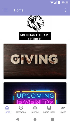 Android application Abundant Heart Church screenshort