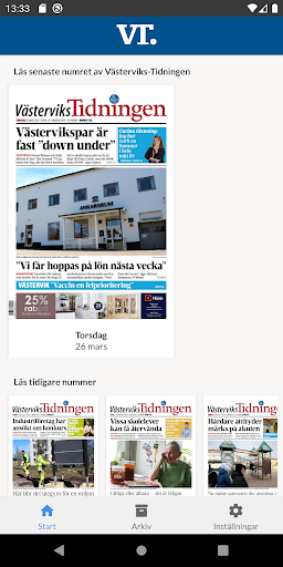 Android application E-tidning VT screenshort
