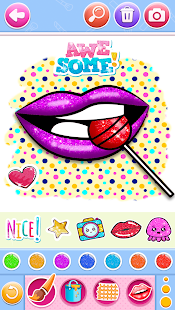 Glitter Lips with Makeup Brush Set coloring Game  Screenshots 11