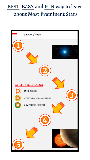 Android application Learn About Stars screenshort