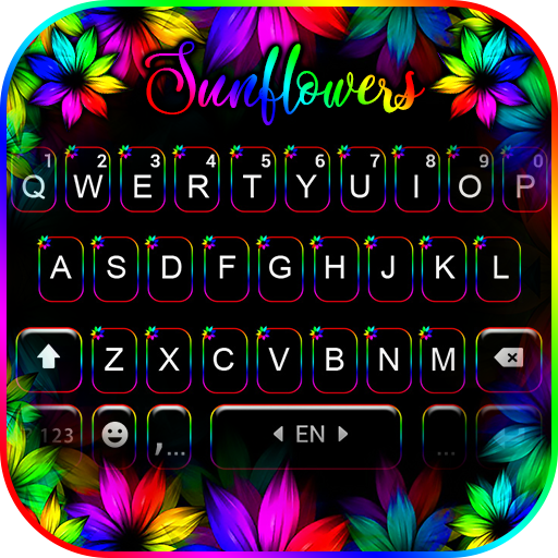 Neon Sunflowers Keyboard Backg logo