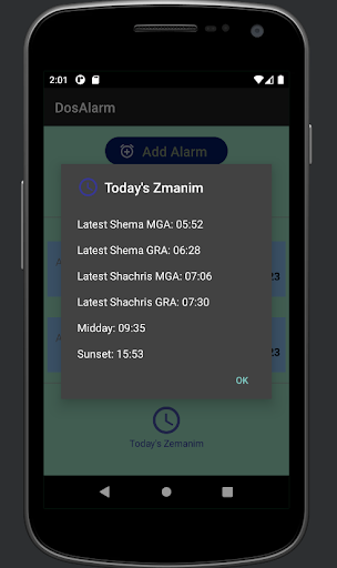Android application Dos Alarm screenshort