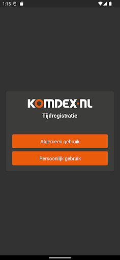 Android application Komdex Tijdregistratie screenshort