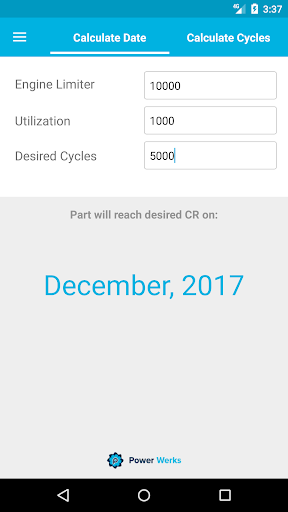 Cycle Value Calculator Screen 2