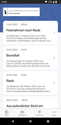 Android application Polizei Basel screenshort