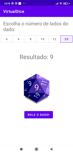 Android application Virtual Dices screenshort