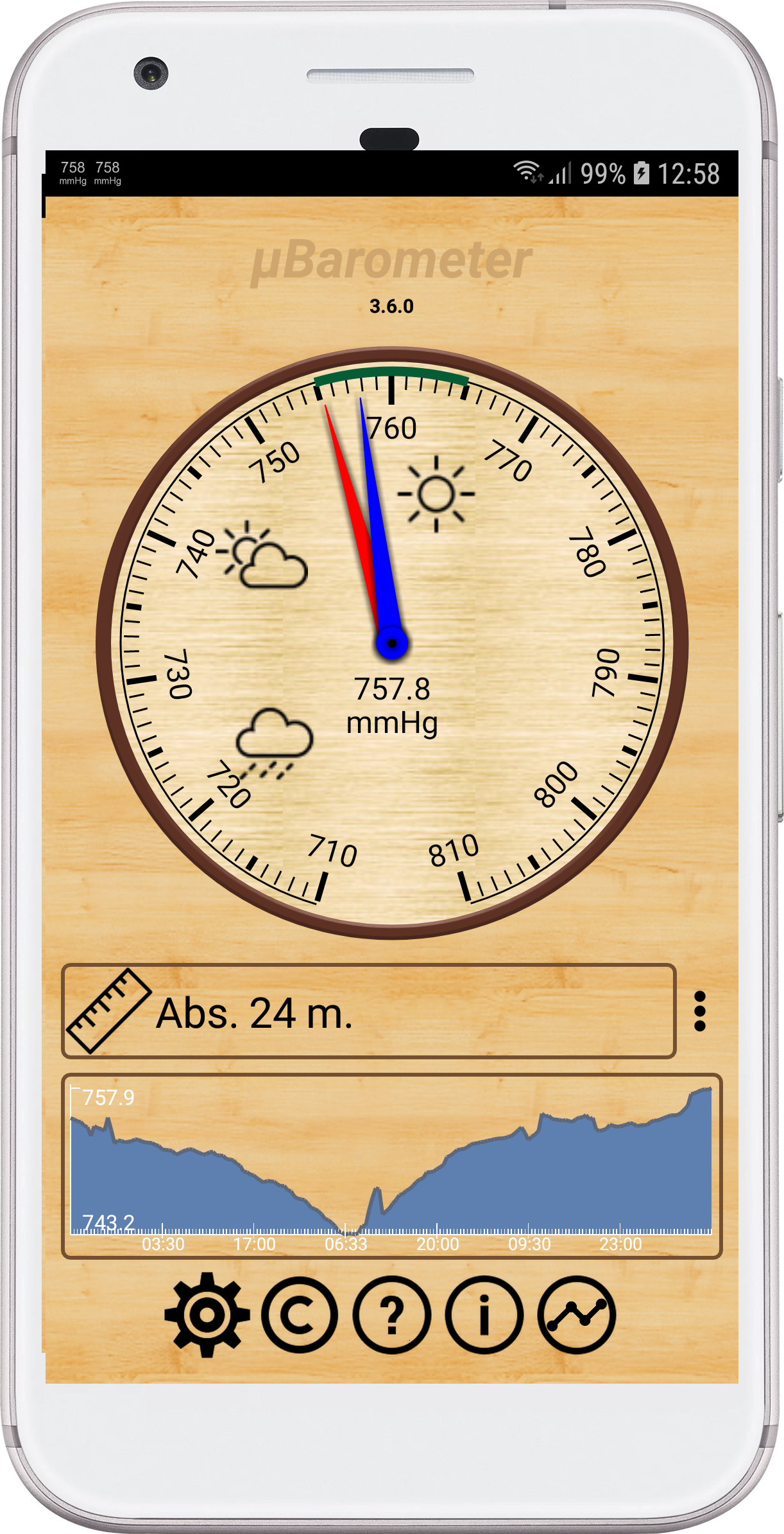 Android application mu Barometer screenshort